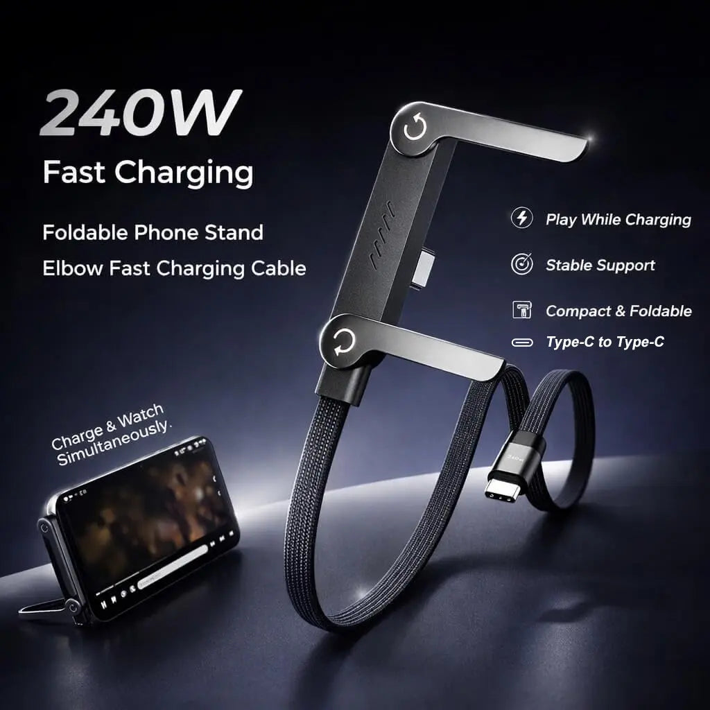 240W Type-C Charging Cable with Invisible Phone Stand