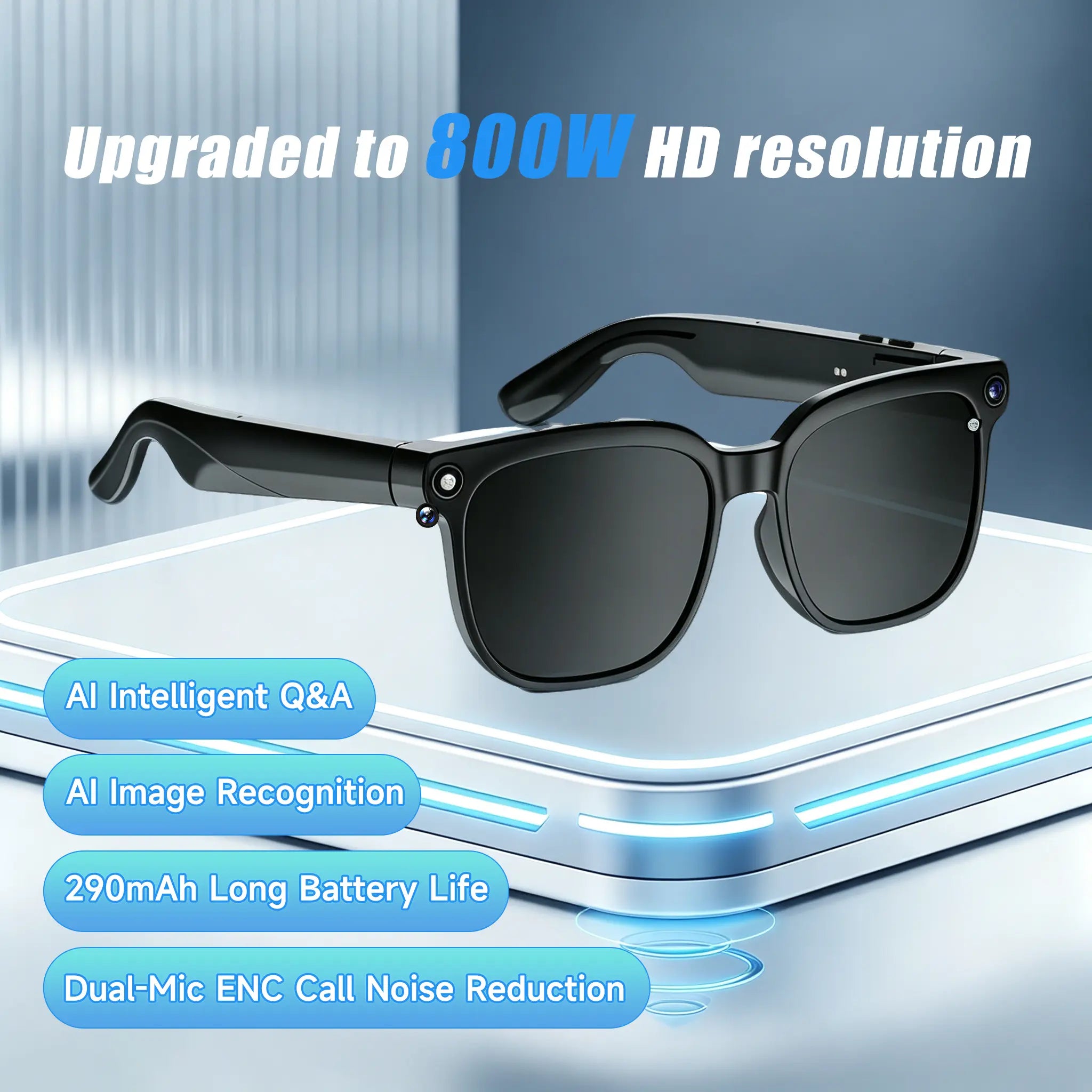 Smart Camera Glasses with Bluetooth Audio