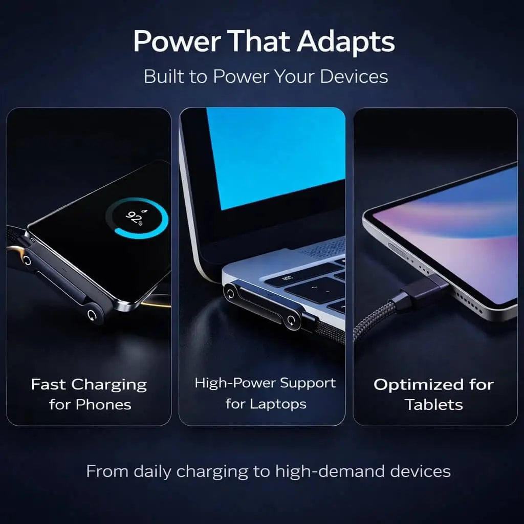 240W Type-C Charging Cable with Invisible Phone Stand
