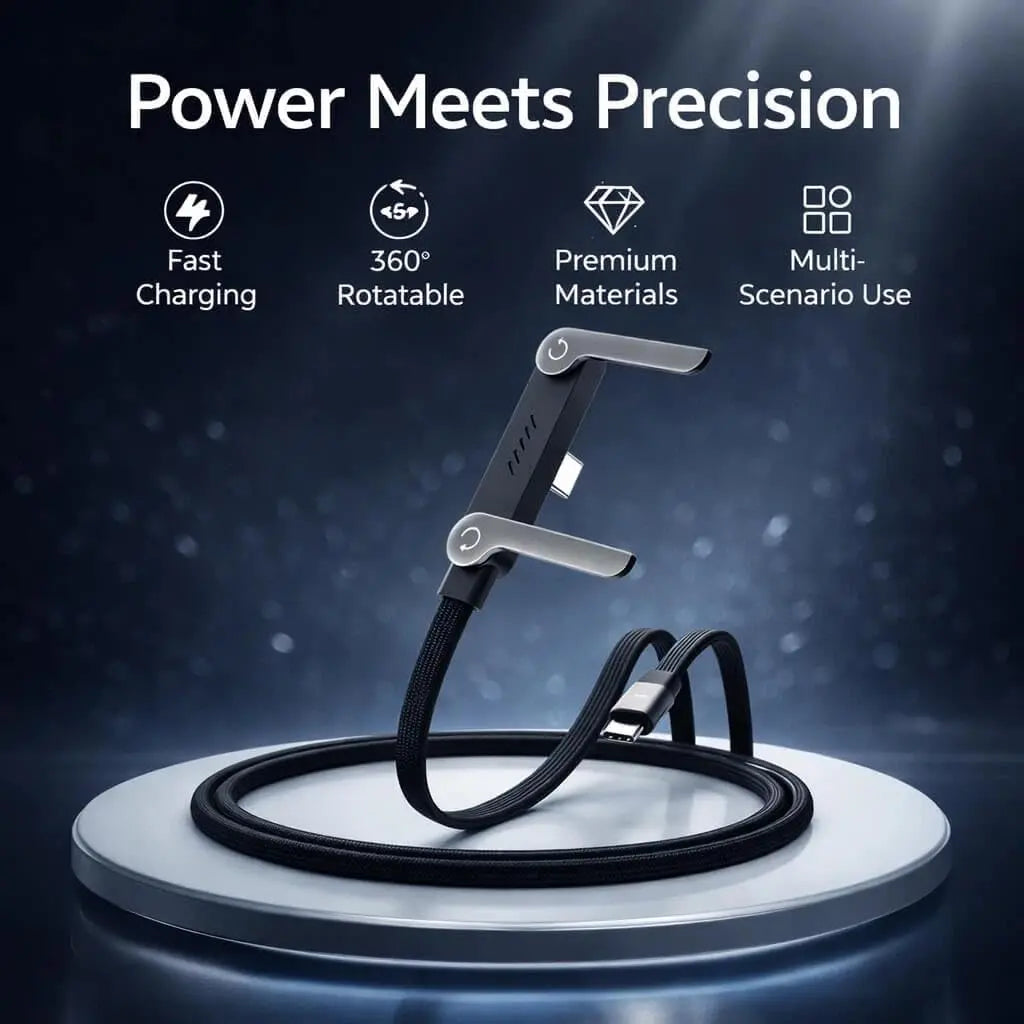 240W Type-C Charging Cable with Invisible Phone Stand